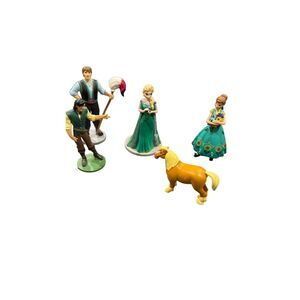 Disney Figurine Bundle: Frozen Fever Elsa & Anna + Flynn Rider & Philippe